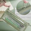 Large Capacity Double-Layer Mesh Pencil Case, Triangular Base, Light Coffee - 7