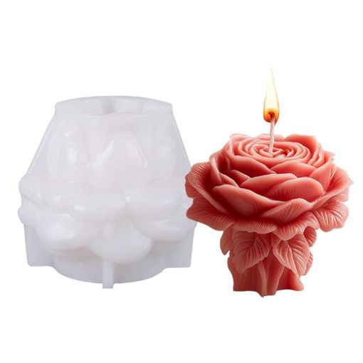 Rose Kiss Flower Column Aromatherapy Candle Silicone Mold ZW-342 - 1