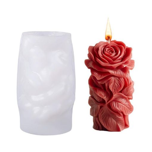 Rose Love Flower Column Aromatherapy Candle Silicone Mold ZW-344 - 1