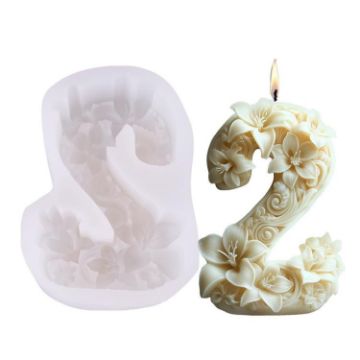 Flower Digital Aromatherapy Candle Silicone Mold, Style 2 ZL-985 - 1