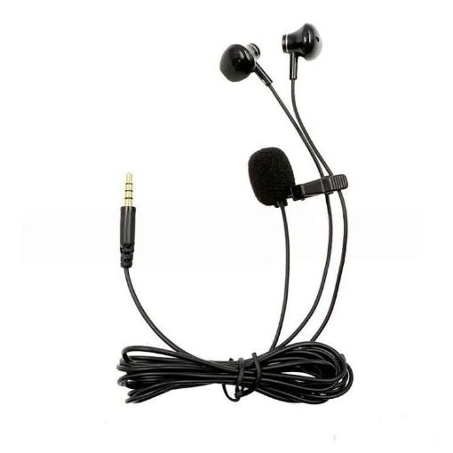 3.5mm TRRS Lapel Microphone & Earphone Stereo Live Monitoring 2m - 1