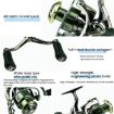 YUMOSHI SE4000 Spinning Reel, Dual Handle, 5.2:1 Gear Ratio, Anti-Shake - 5