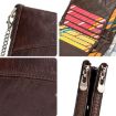 HUMERPAUL BP852 RFID Leather Anti-Theft Double Zipper Wallet Red - 5