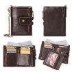 HUMERPAUL BP778 Black RFID Tri-fold Leather Wallet with Double Zipper - 4