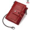 HUMERPAUL BP778 Red Short Leather Wallet RFID Tri-fold Coin Purse - 1