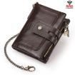 HUMERPAUL BP778 Brown Leather RFID Tri-fold Wallet with Double Zipper - 1