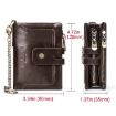 HUMERPAUL BP778 Brown Leather RFID Tri-fold Wallet with Double Zipper - 3