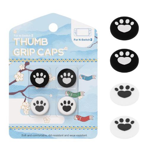 Nintendo Switch 2 Joy-Con Claw-Print Thumb Grip Caps (2 Pairs, Black White) - 1