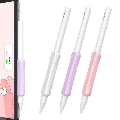 AhaStyle DD07 Silicone Pen Grip 3pcs for Apple Pencil Pro/USB-C/2 (White+Pink+Purple) - 1