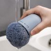 Blue Polyester Cleaning Ball Brush - Short Handle Kitchen Dishwashing Tool - 4
