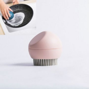 Cherry Pink Spherical Silicone Pot Brush - Kitchen & Household Cleaner - 1