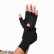 Black Fiber Sports Half Finger Gloves, Arthritis Rehab, Size S - 2
