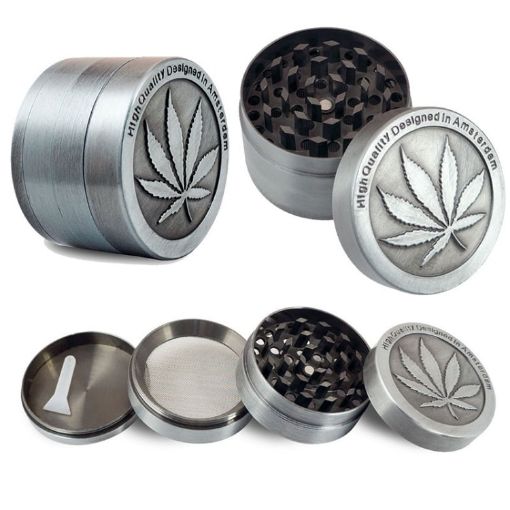 Stainless Steel Maple Leaf Herb Grinder, 50MM 4 Layers Tobacco Grinder - 1