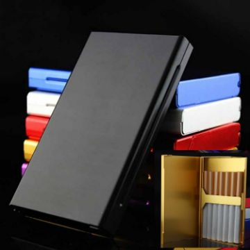 Ultra-thin Creative Ladies Metal Cigarette Case - Black - 1