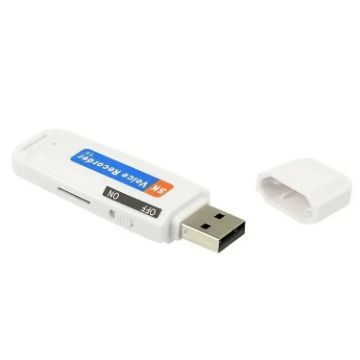 Rechargeable U-Disk USB Voice Recorder SK001, No Memory, White - 1