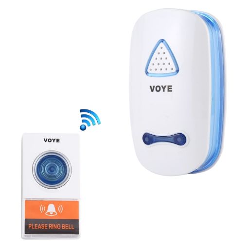 VOYE V025A Wireless Doorbell, 38 Sounds, Remote Control, US Plug, White - 1