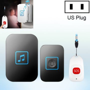 CACAZI C86 Wireless SOS Pager Doorbell Alarm, US Plug (Black) - 1