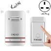 CACAZI V027G Wireless Doorbell, Self-Powered, One Button & Receiver, UK Plug - 1