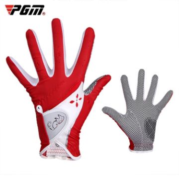 Women's Red PGM Golf Gloves - Non-Slip PU Leather, Size 20 - 1