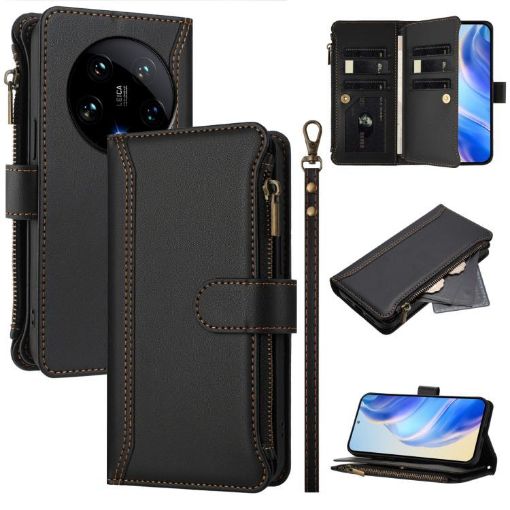 Xiaomi 14 Ultra Leather Case: Magnetic Closure, 9 Card Slots, Hand Strap - 1