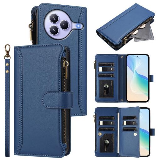 Xiaomi Civi 5 Pro Leather Case: 9 Card Slots, Magnetic Closure, Dark Blue - 1