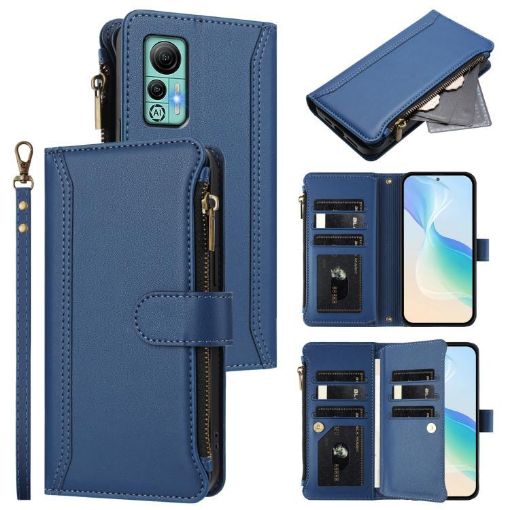 Ulefone Note 14 Leather Case: 9 Card Slots, Magnetic Closure, Dark Blue - 1