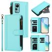 Ulefone Note 14 Leather Case: 9 Card Slots, Zipper, Hand Strap, Mint Green - 1