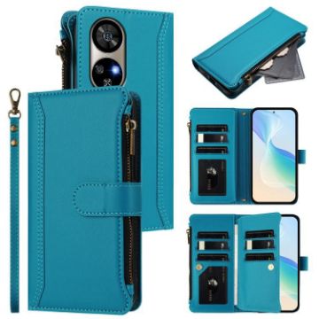 Ulefone Note 17 Pro Turquoise Leather Case - 9 Card Slots & Hand Strap - 1