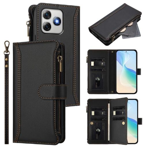 Ulefone Note 18 Ultra/Pro Leather Case: 9 Card Slots, Magnetic Closure, Black - 1