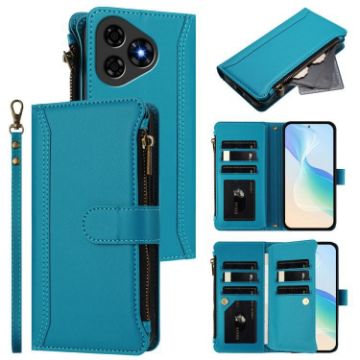 Ulefone Note 19 Turquoise Leather Case with 9 Card Slots & Hand Strap - 1