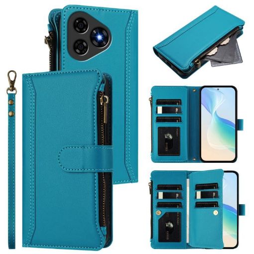 Ulefone Note 19 Turquoise Leather Case with 9 Card Slots & Hand Strap - 1