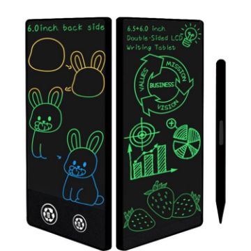 LCD Drawing Board Writing Tablet, 6.5+6.0 inch, Black/Color, Full Screen - 1