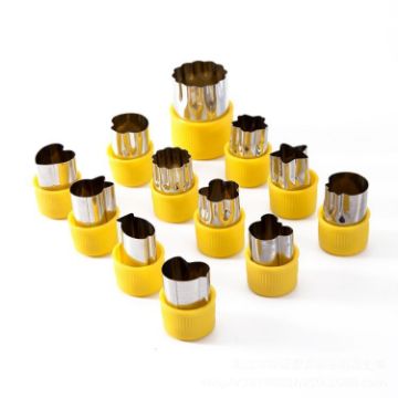 12pcs Stainless Steel Biscuit & Vegetable Cutting Mold Set - Yellow - 1