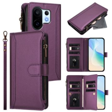 Vivo S30 Pro Mini Purple Leather Case - 9 Card Slots, Magnetic Closure - 1
