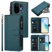 Vivo S30 Dark Green Leather Case: Magnetic Closure, 9 Card Slots, Zipper - 1