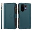 Vivo S30 Dark Green Leather Case: Magnetic Closure, 9 Card Slots, Zipper - 2
