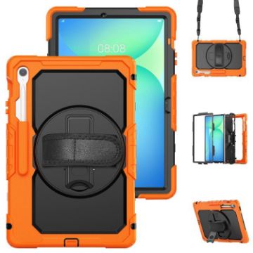 Samsung Galaxy Tab S10 FE+ Orange Silicone Hybrid Case with Strap - 1