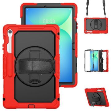 Samsung Galaxy Tab S10 FE+ Red Silicone Hybrid PC Case with Strap - 1