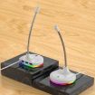White USB Multi-function Microphone with RGB Light and Built-in Sound Card - 1