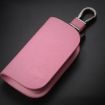 Universal Car Key Case Cowhide Leather Cover - Pink Protective Sleeve - 1