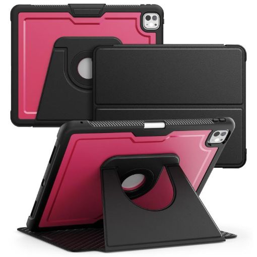 iPad Pro 13 2024 Honeycomb Magnetic Leather Case - Wine Red - 1
