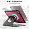 iPad Pro 13 2024 Honeycomb Magnetic Leather Case - Wine Red - 4