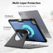 iPad Pro 13 2024 Blue Leather Smart Case with Magnetic Rotation Holder - 4