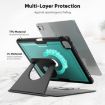 iPad Pro 13 2024 Dark Green Leather Magnetic Rotation Case - 4