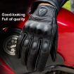SOMAN MG-24 XL Black Motorcycle Sheepskin Touch Screen Retro Gloves - 2
