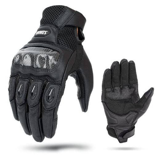 SOMAN MG21 Motorcycle Gloves - Sheepskin Carbon Fiber, Size M, Black - 1
