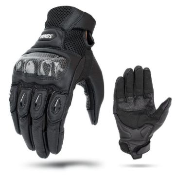 SOMAN MG21 XL Black Motorcycle Sheepskin Carbon Fiber Off-road Gloves - 1