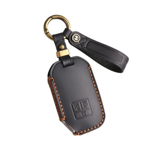 Kia Carnival Hallmo B087 Crazy Horse Cowhide Key Cover (Black) - 1