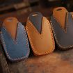 Toyota Corolla 2-Button B110 Crazy Horse Cowhide Key Cover (Blue) - 3