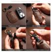 Toyota Corolla 2-Button B110 Crazy Horse Cowhide Key Cover (Blue) - 8